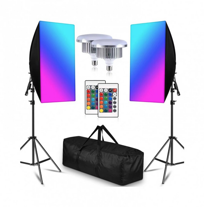 Kit Softbox + Ampolletas Smart Led RGB